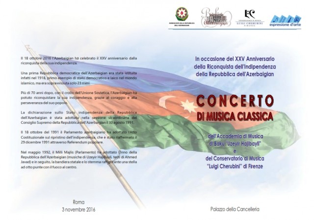 Concerto per il 25° anniversario dell’indipendenza dell’Azerbaijan